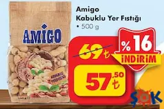 AMİGO KABUKLU YER FISTIĞI 500 G AMİGO KABUKLU YER FISTIĞI 500 G